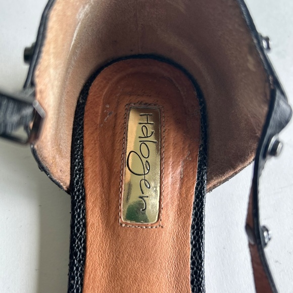 Halogen Black Fabric Leather Point Toe Ankle Strap Sandals size 8 - Picture 16 of 16